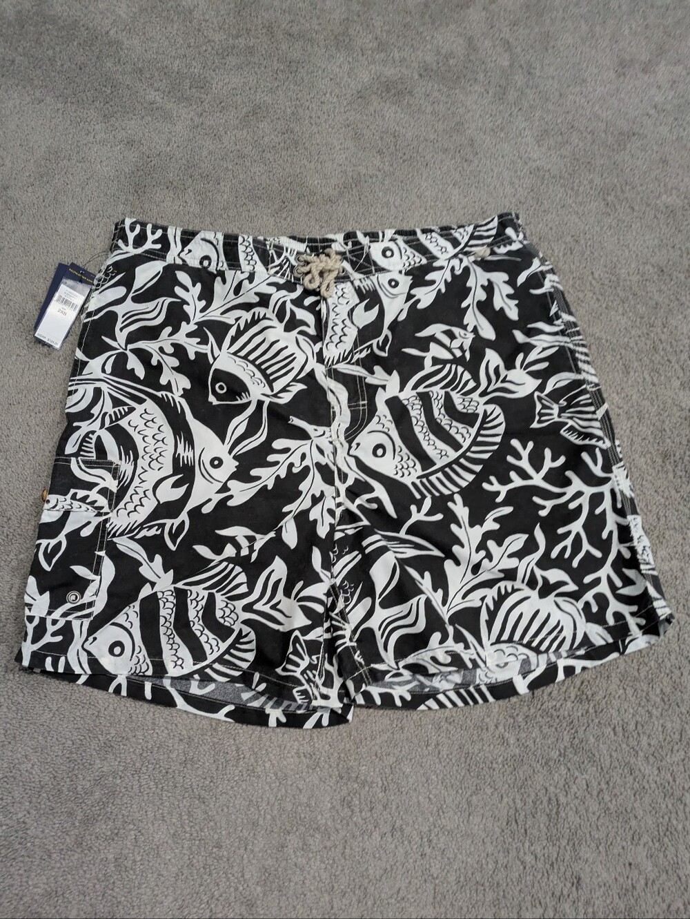 NWT Polo Ralph Lauren Mens St Barth Lined Swim Trunks Shorts Sz 2XB Black Fish